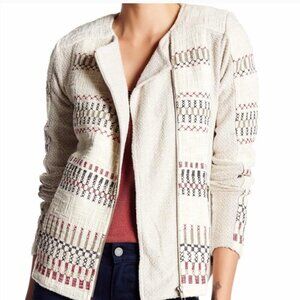Lucky Brand Textured Embroidered Jacket with Geometric Pattern Size XS